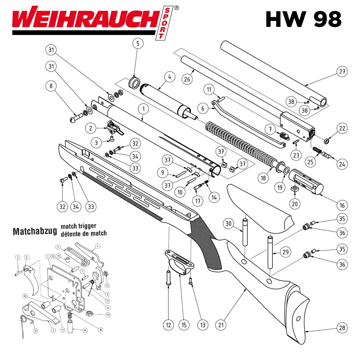 Weihrauch HW 98 Explosionszeichnung und Ersatzteile online bestellen
