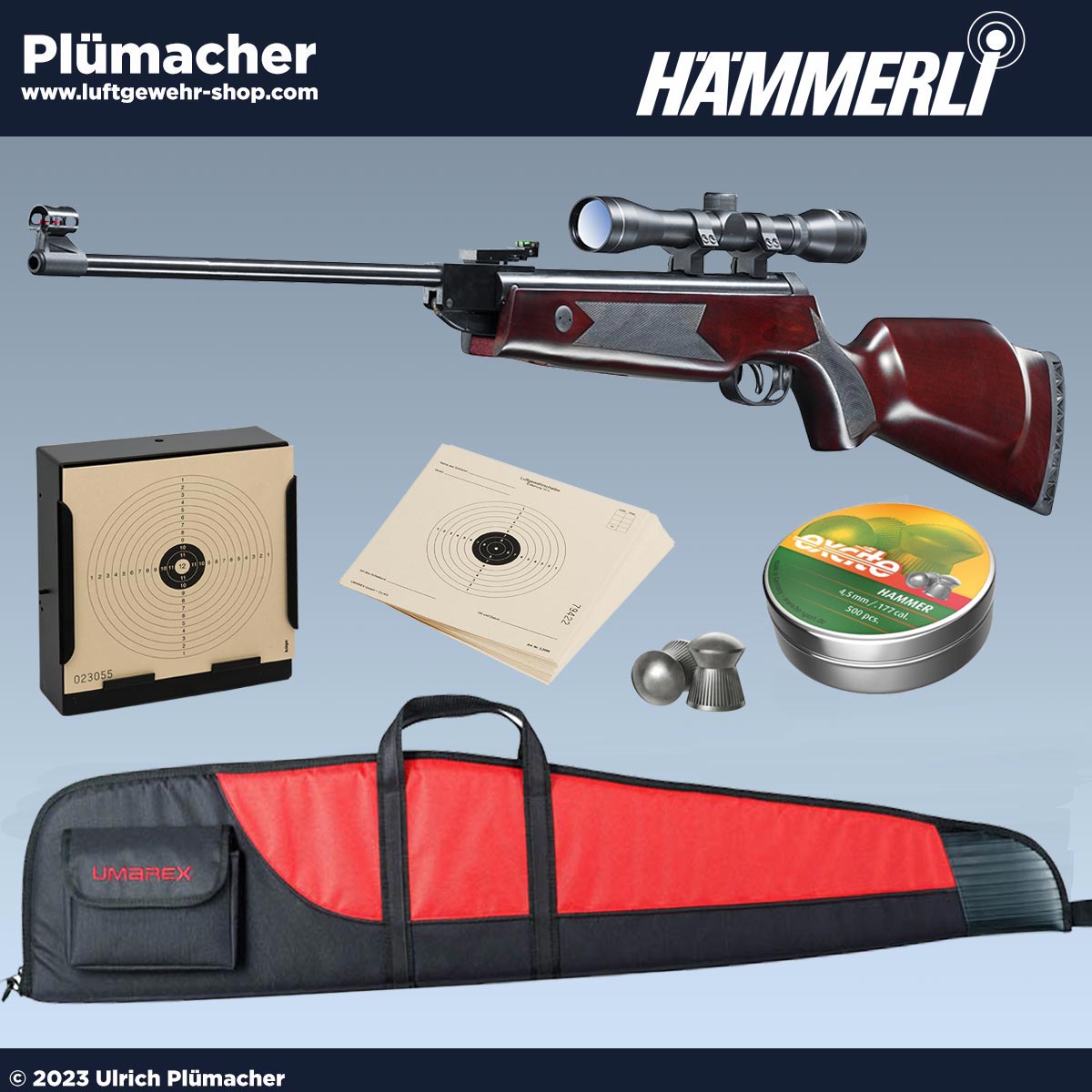  Hämmerli Hunter Force 750 4,5 mm Luftgewehr Set mit Gewehrtasche, Zielfernrohr und Zubehör