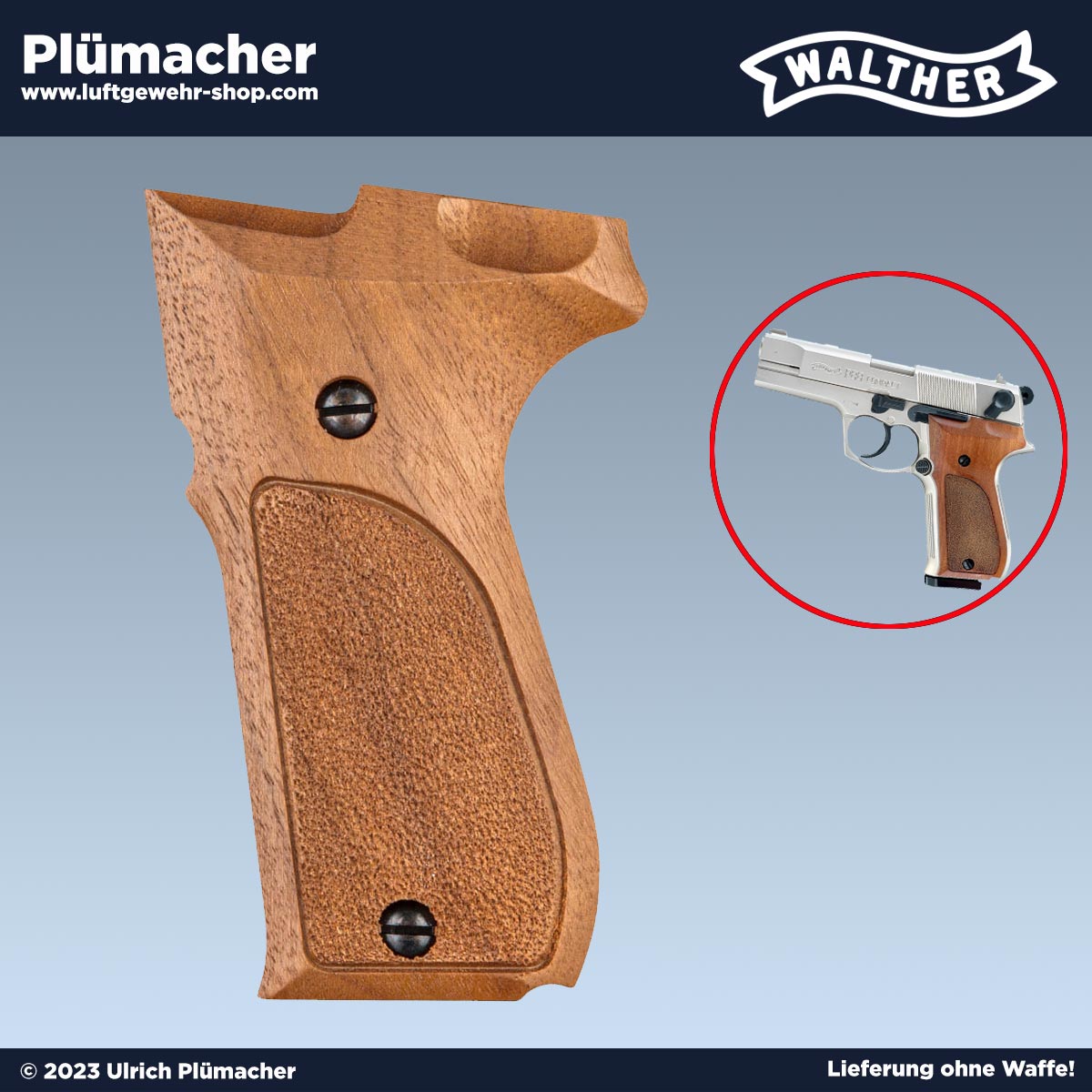 Holzgriffschalen Walther P88 Schreckschusspistole - ein Paar Griffschalen aus Holz für Ihre P88