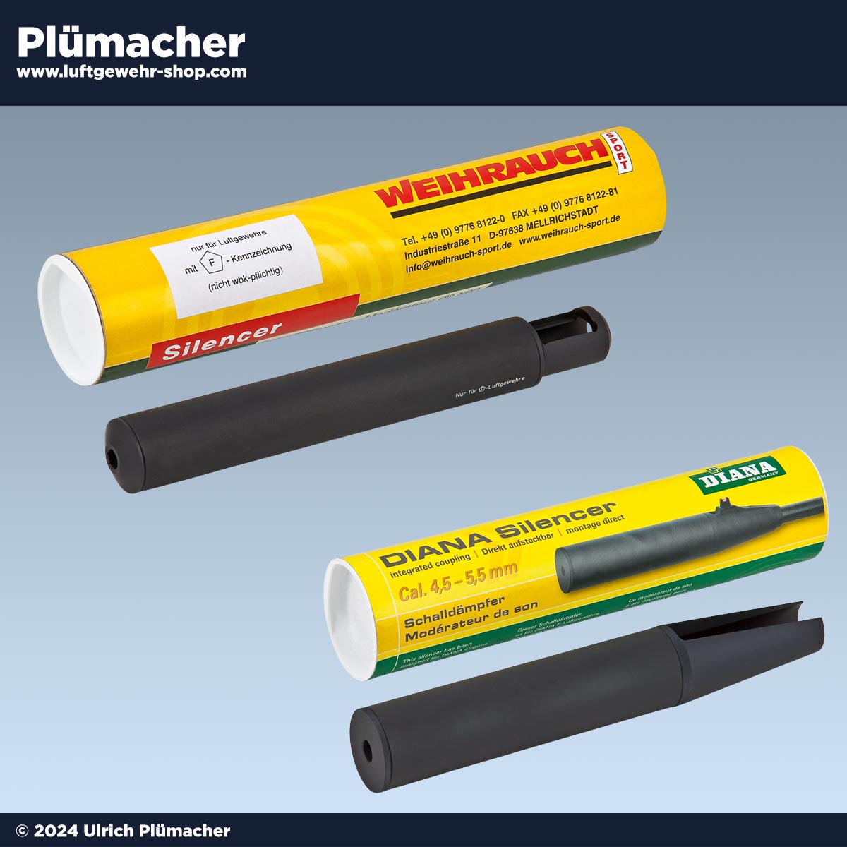 Schalldämpfer für Luftgewehre für Luftgewehre von Diana, Weihrauch, Walther, Umarex un vielen anderen Herstellern