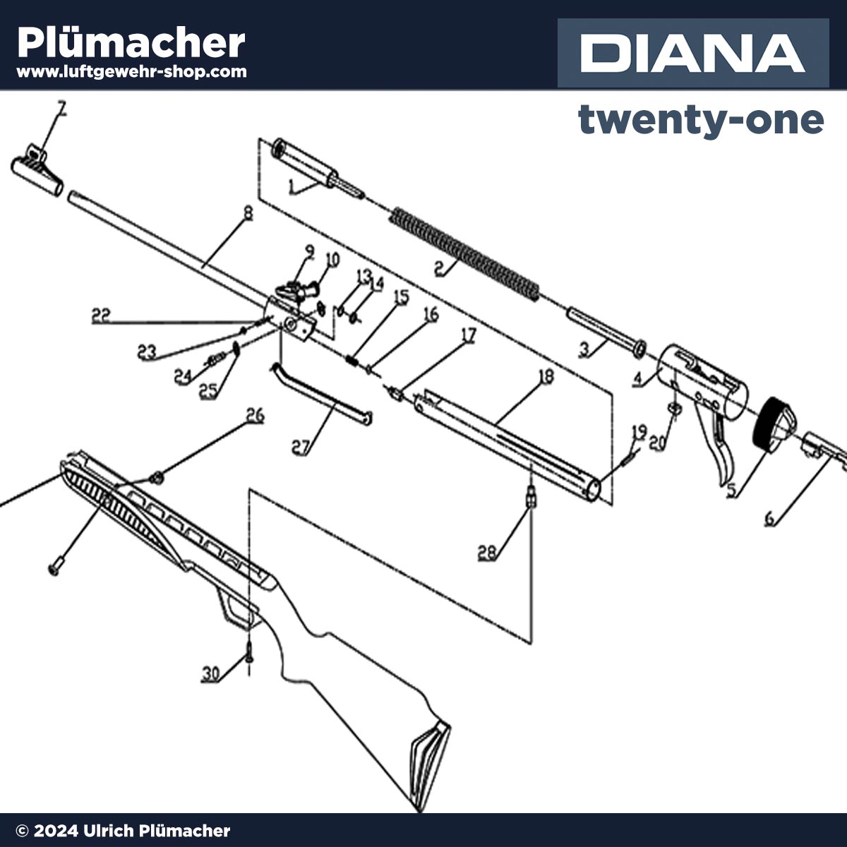 Diana Twenty One Ersatzteile und Explosionszeichnung