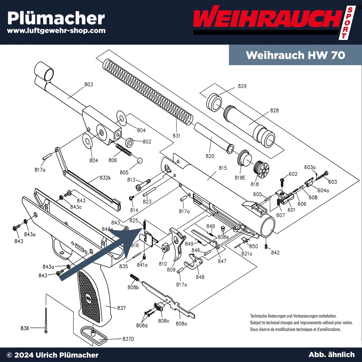 Abzugsfeder Luftpistole Weihrauch HW 70 - Ersatzteile für dieHW70