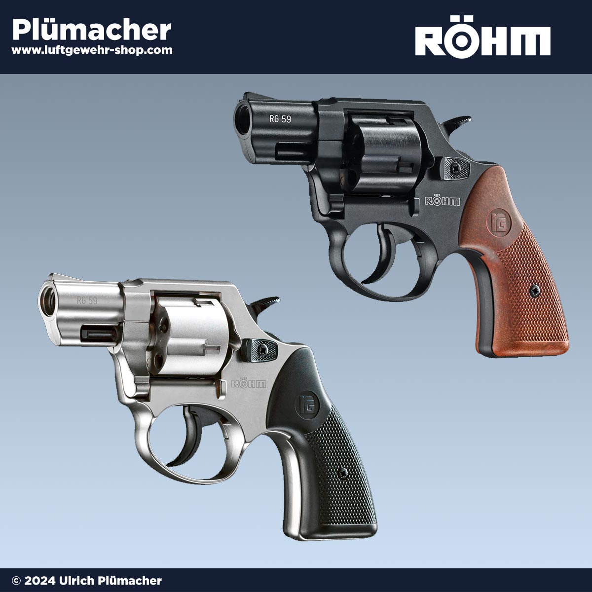 Röhm RG 59 Schreckschussrevolver vernickelt und brüniert im Kaliber 9 mm