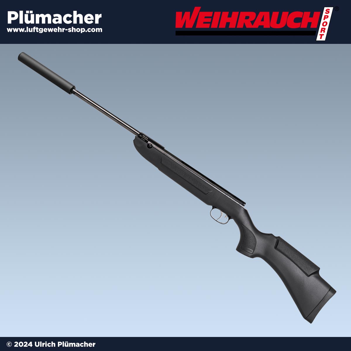 Bild von Weihrauch HW 30 S: Leichtes Luftgewehr mit Schwarzem Allwetterschaft und Schalldämpfer