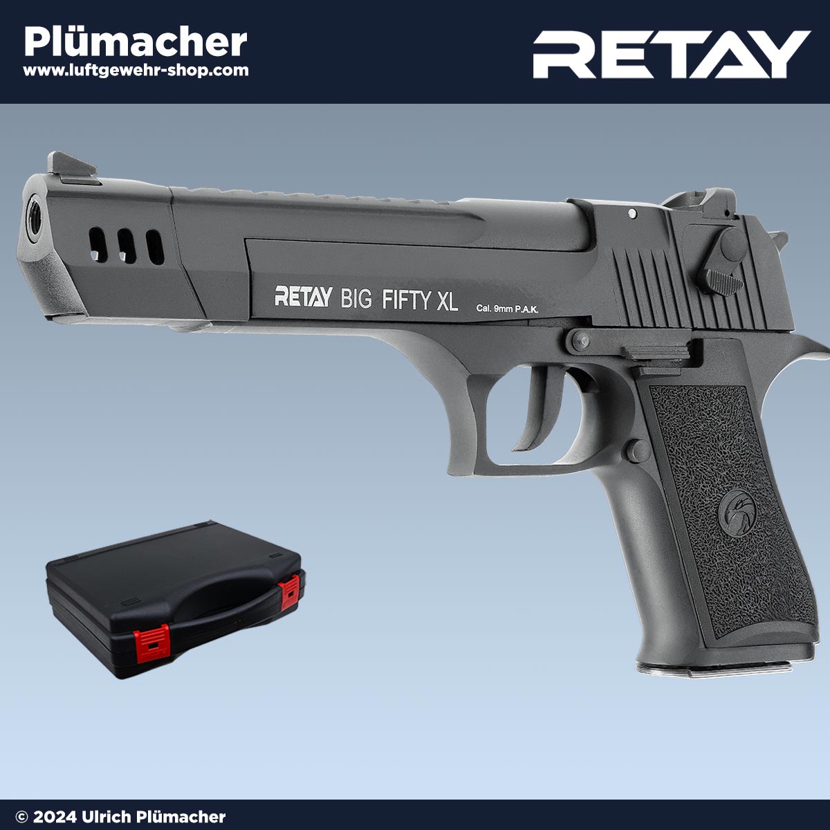 Retay Big Fifty XL Schreckschusspistole 9 mm. Schreckschusspistole mit einem 17 Schuss Magazin