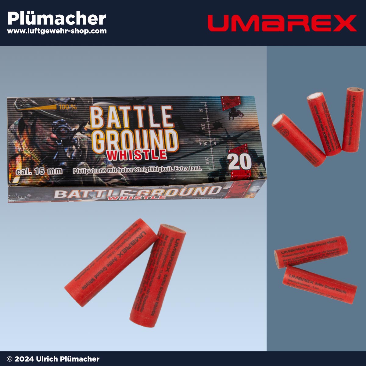 Battle Ground Whistle Pfeiffpatronen für Schreckschusswaffen mit 15 mm Abschussbecher