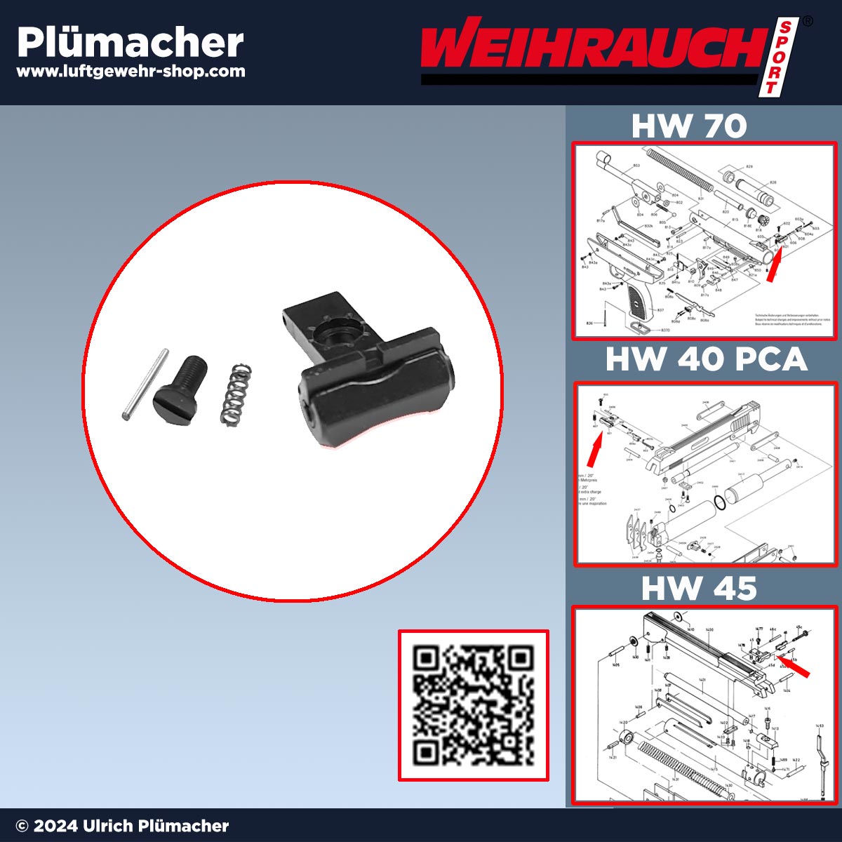 Visier Luftpistole Weihrauch HW 40 PCA | HW 45 | HW 70