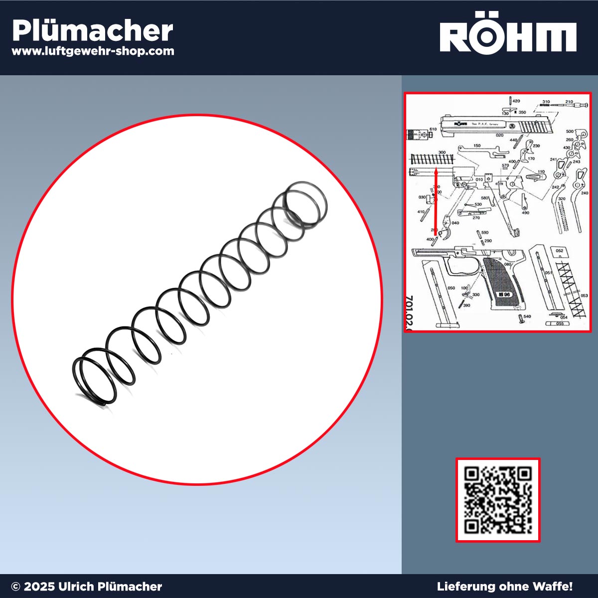 Schlittenfeder Röhm RG 96 Schreckschusspistole
