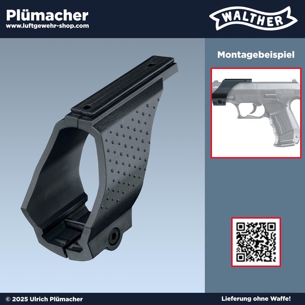 Bridgemontage mit 11 mm Profilschiene für die CO2 Pistolen Walther CP99 und CPS 
