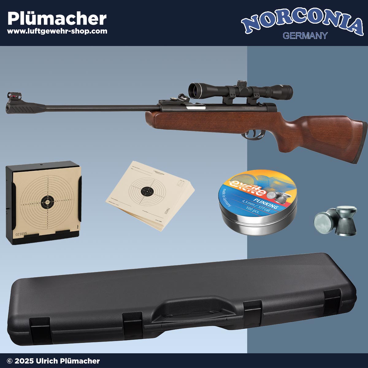 Norconia B88 Luftgewehr Set mit Zielfernrohr, Gewehrkoffer, Kugelfang und Munition
