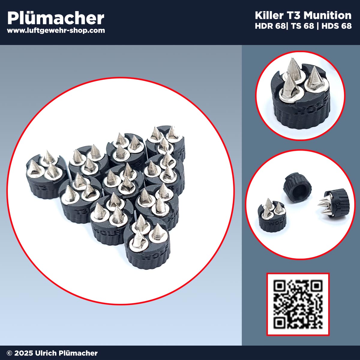 Killer T3 Cal. 68 Munition | 10 Stück für HDS 68 & HDR 68 | Spezialgeschosse für Ihre T4E Waffe im Kaliber 68