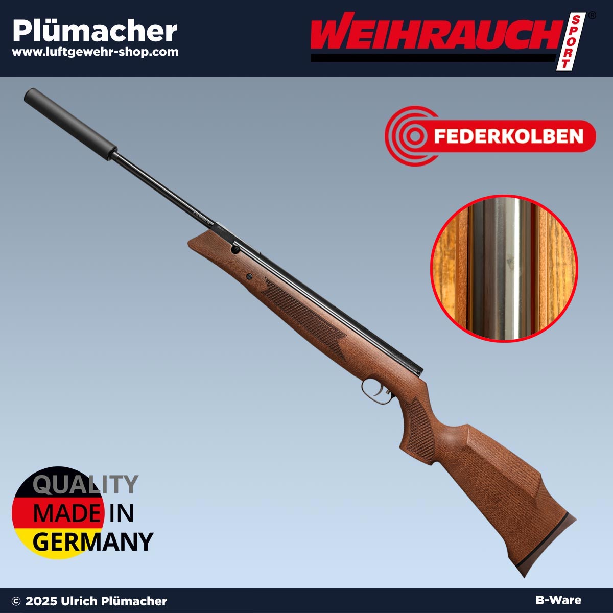 Weihrauch HW 80 SL K - Weitschussluftgewehr mit Schalldämpfer im Kaliber 5,5 mm