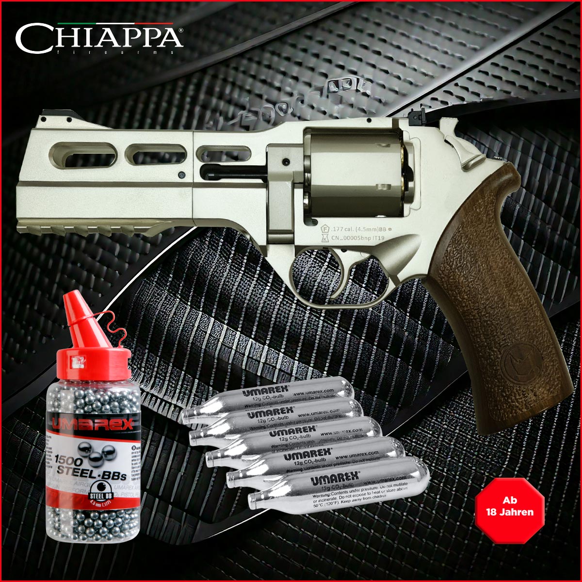 CO2 Revolver Chiappa 50 DS Kaliber 4,5 mm mit einer 6 Schuss 