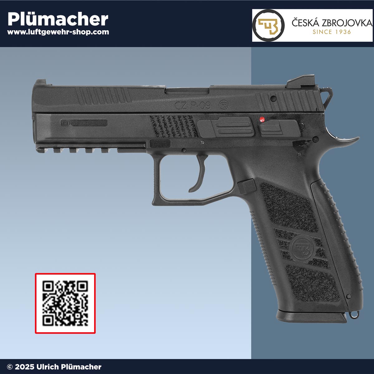 Softair Pistole CZ P-09 im Kaliber 6 mm BB mit Gas Antrieb