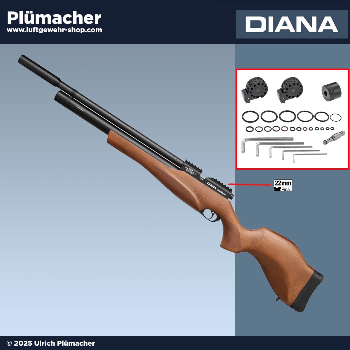 Diana Outlaw Pressluftgewehr mit viel Zubehör für ambitionierte Freizeitschützen
