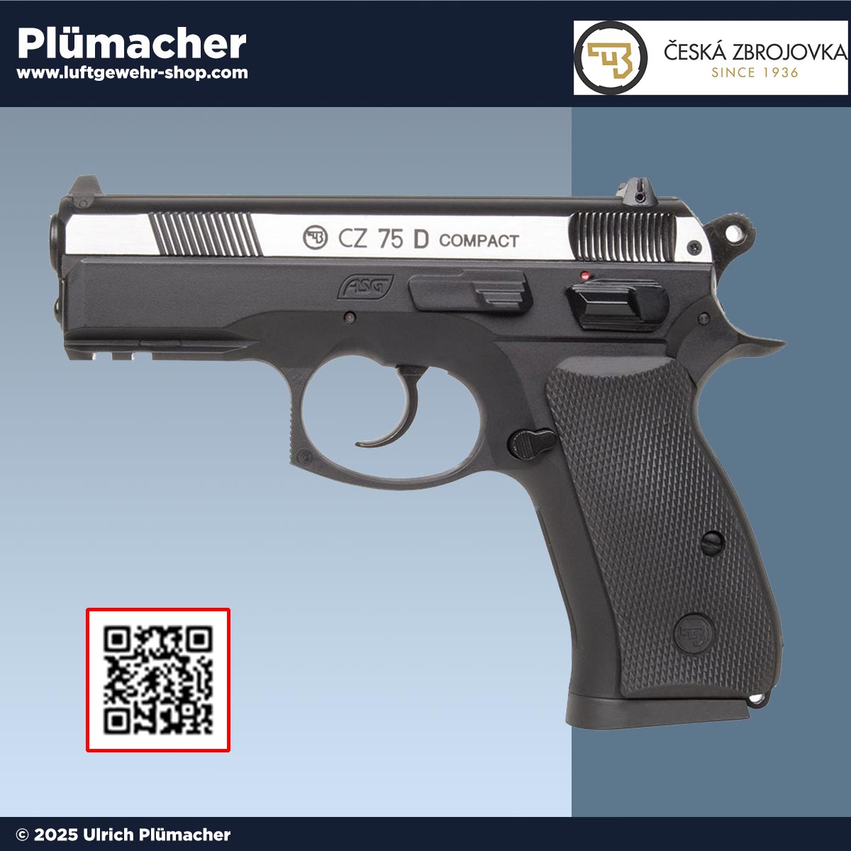 CZ 75d CO2 Pistole Dual Tone - Kaliber 4,5 mm BB mit einem 17 Schuss Magazin