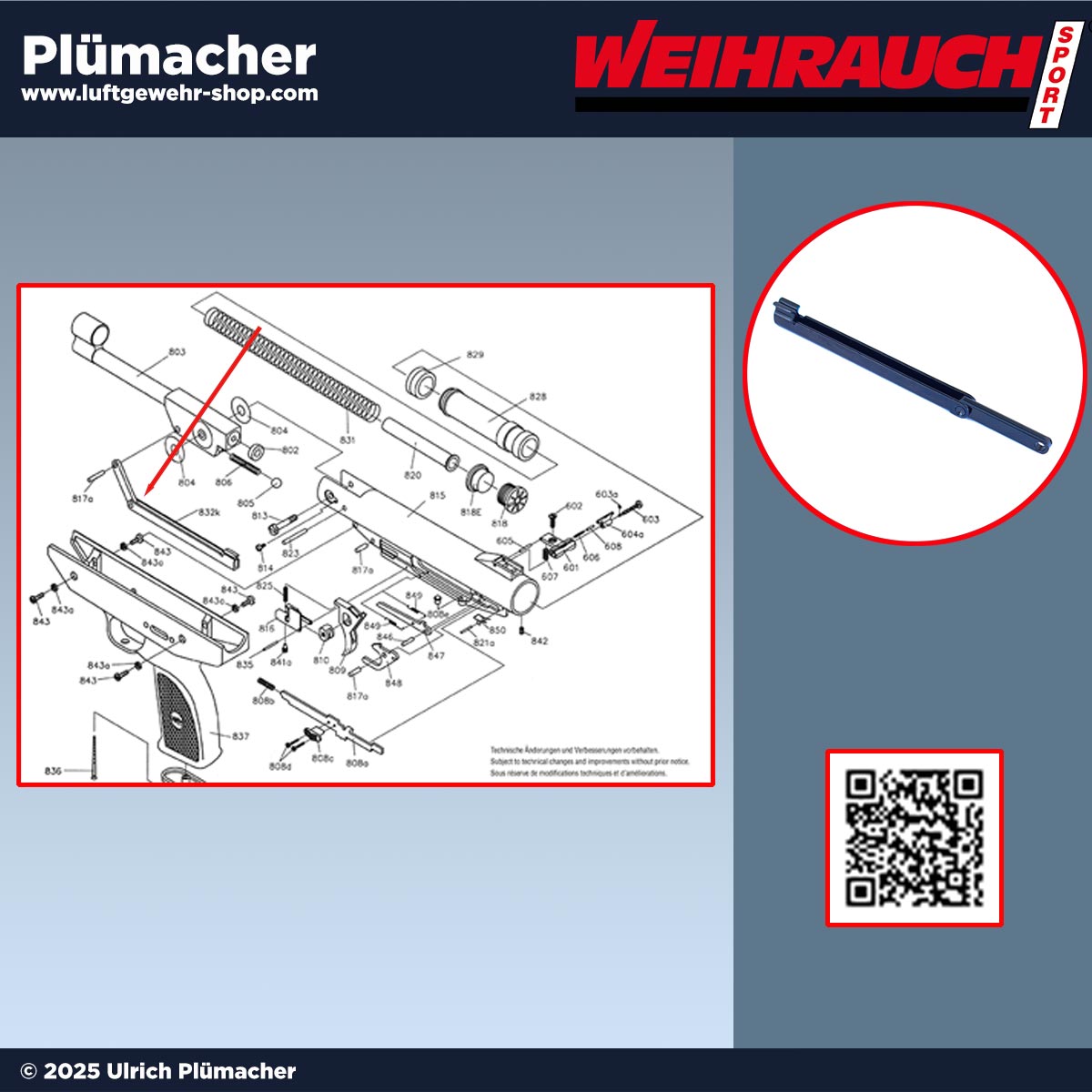 Weihrauch HW 70 Spannhebel | Spannbügel für die Luftpistole - Ersatzteile für Ihre Reparatur