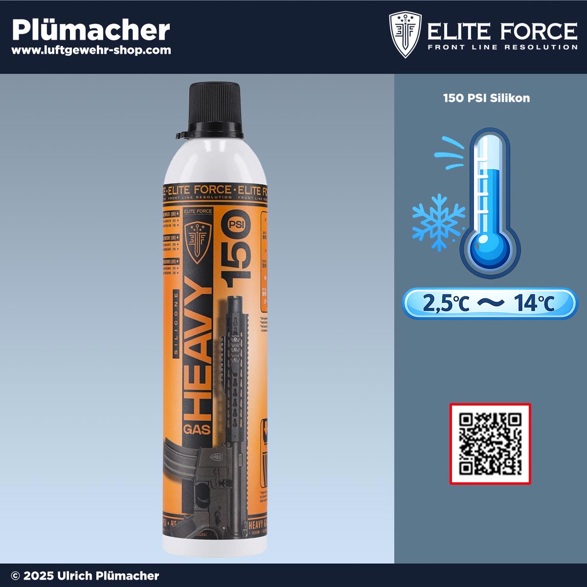 Elite Force Heavy Gas Maintenance Softair und Airsoft Gas 560 ml mit Silikonöl 150 PSI