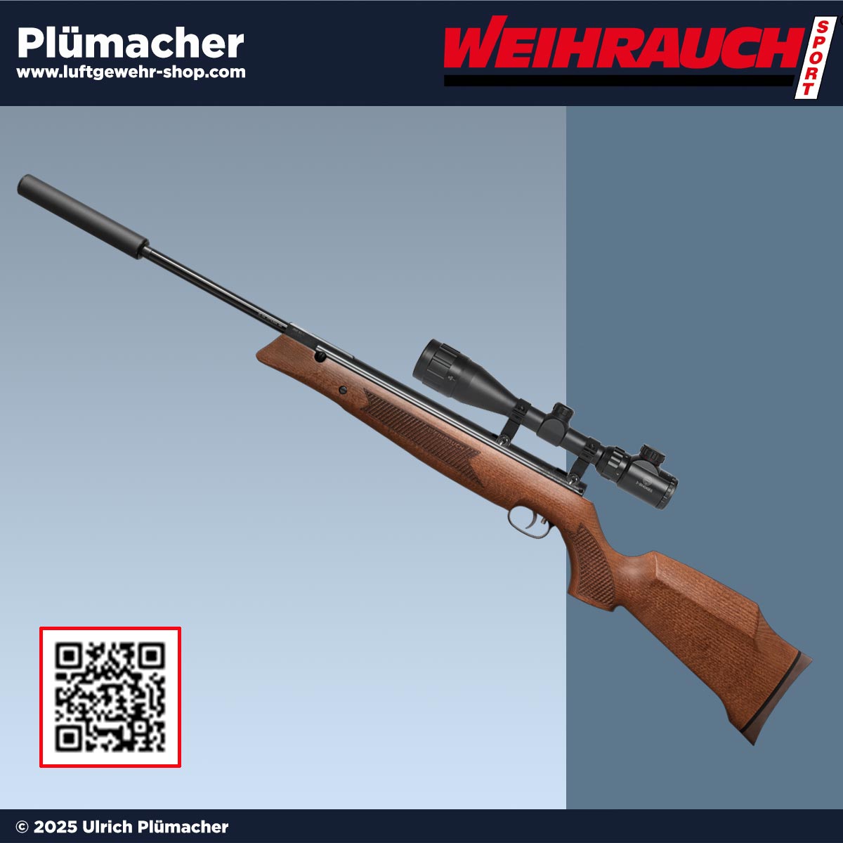 Luftgewehr Weihrauch HW 80 SL-K mit Schalldämpfer und Zielfernrohr