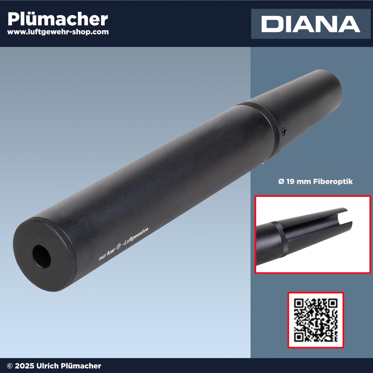 Diana Schalldämpfer für Luftgewehre mit Fiberkorn  21 - 24 - 26 - 28 - Panther 31- 34 - 36-38 - 40 - 45 - 350 Magnum