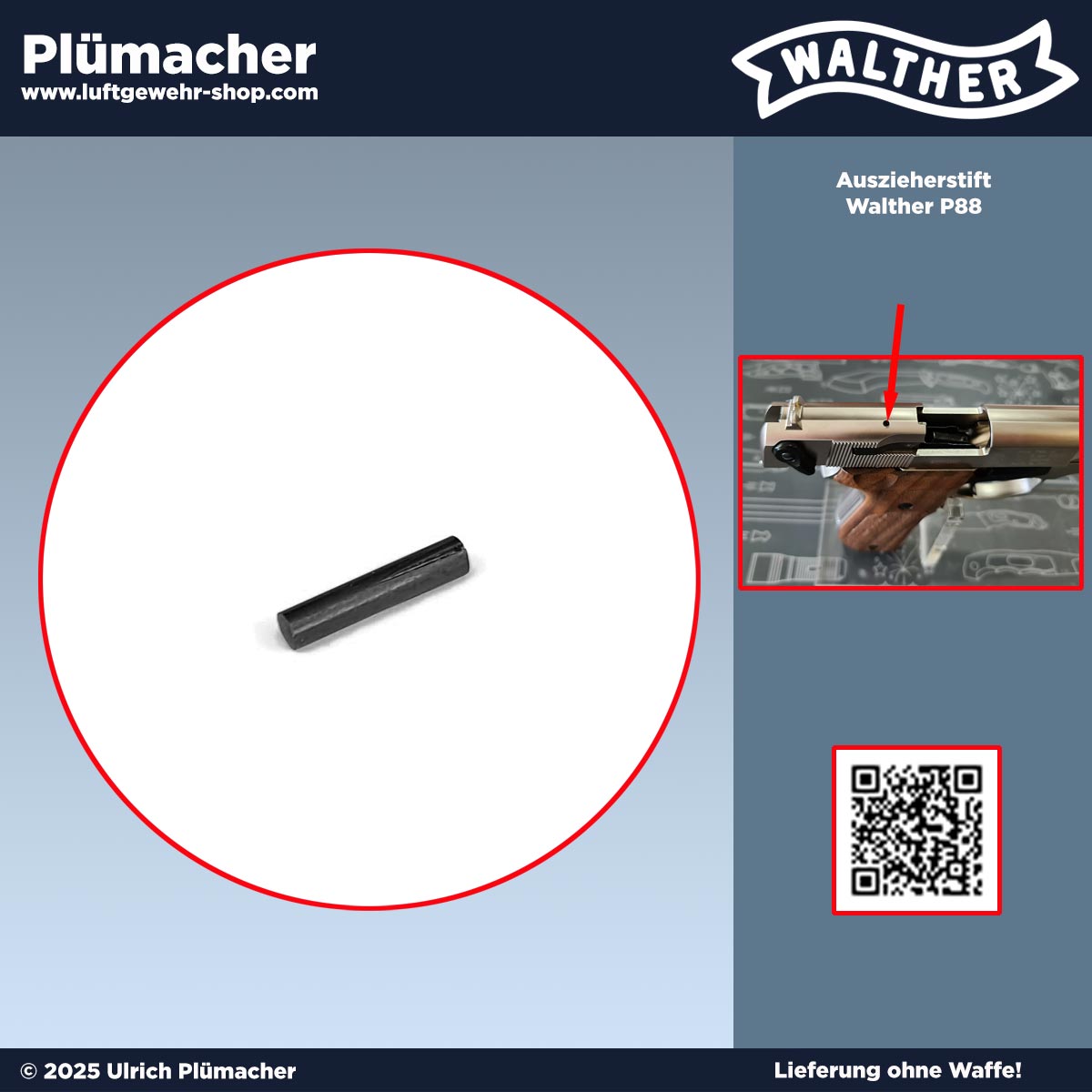 Auszieherstift für die Walther P88 Compact Schreckschuss - fixiert den Auszieher