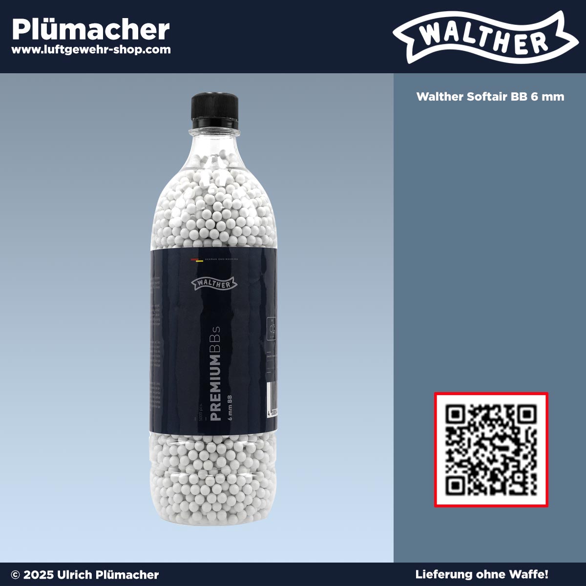 Walther Softair Kugeln 6 mm 0,2 g - 5000 Airsoft Kugeln im Kaliber 6 mm