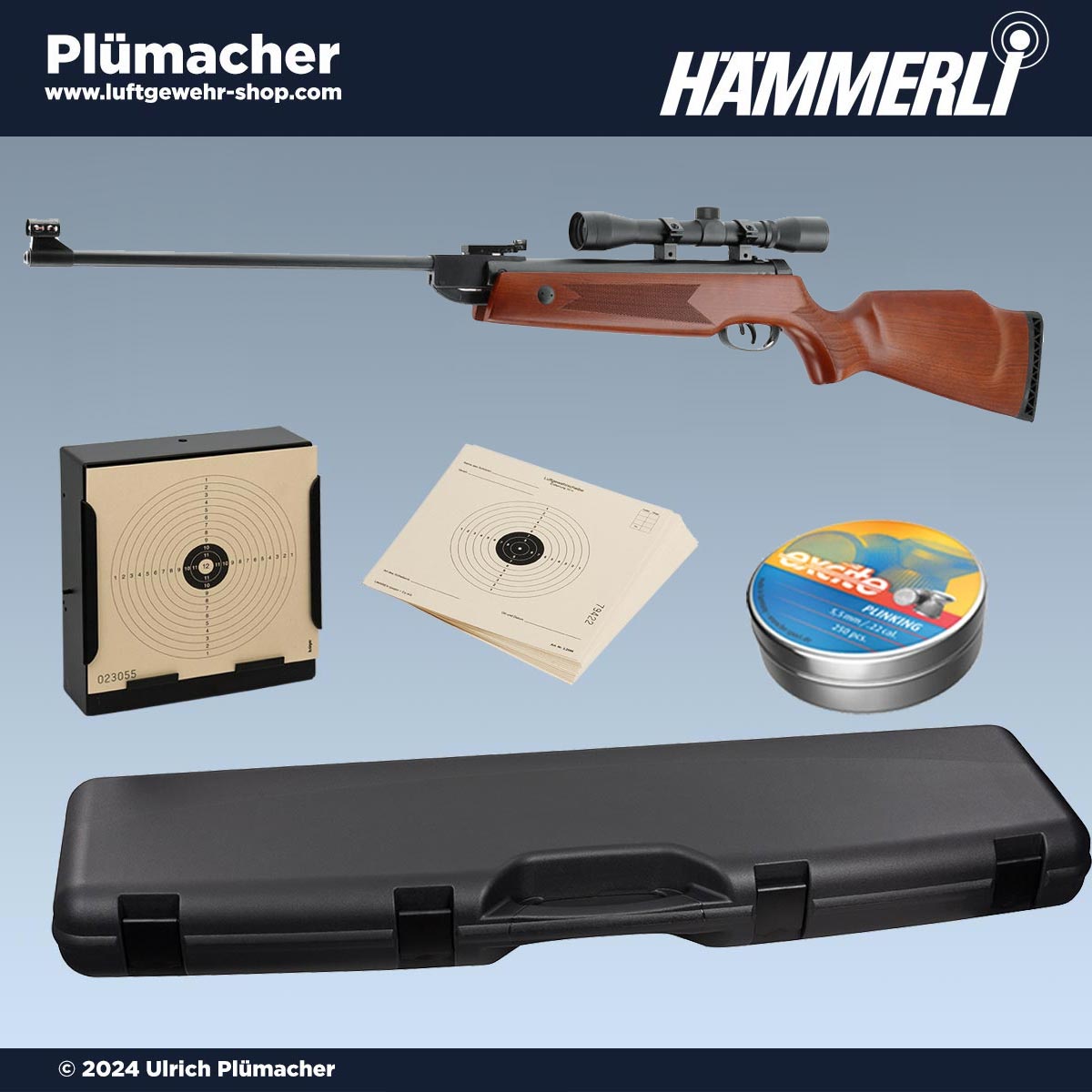 Hämmerli Hunter Force 750 Luftgewehr Set 4,5 mm im Set mit viel Zubehör