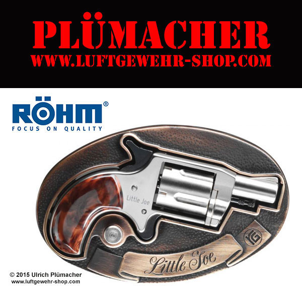 Bild von Röhm Little Joe Schreckschuss Revolver vernickelt mit Gürtelschnalle