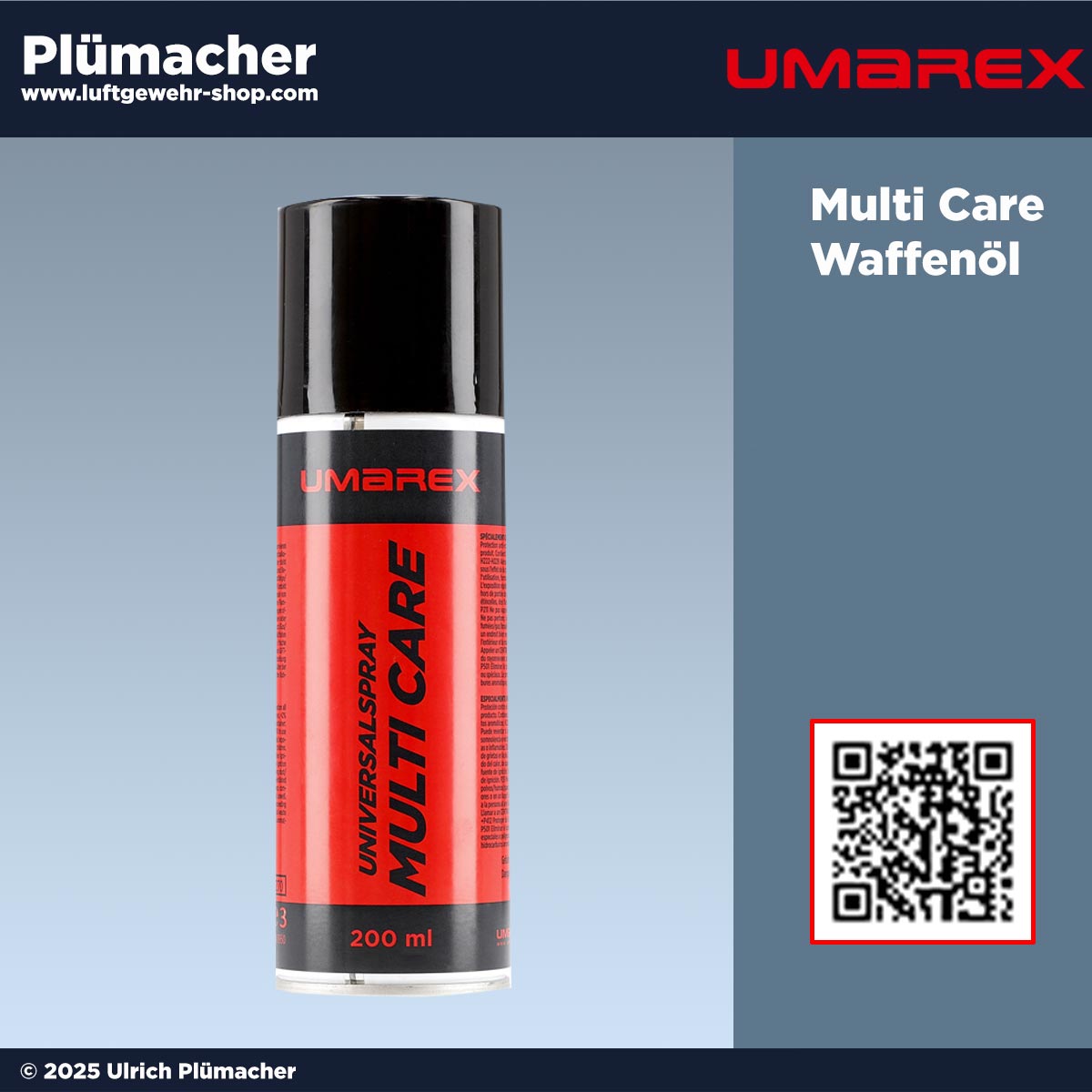 Umarex Multi Care Waffenöl in der 200 ml Spray Dose. Sehr ergiebig und lange haltbar