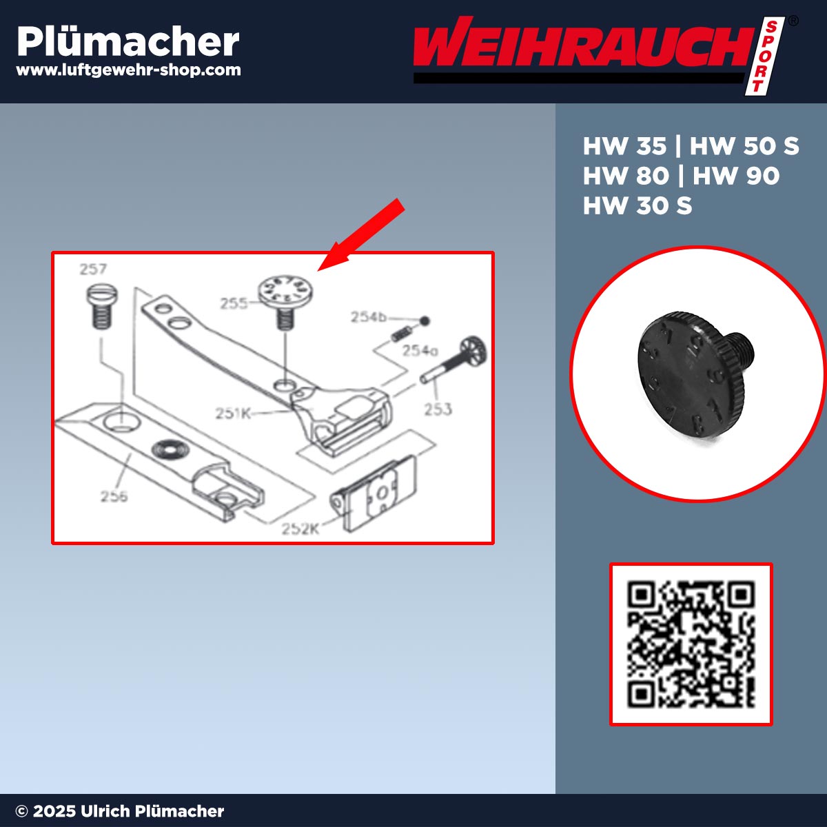 Höhenstellschraube für Weihrauch Mikrometervisier – Ersatzteil für HW 30 S bis HW 90
