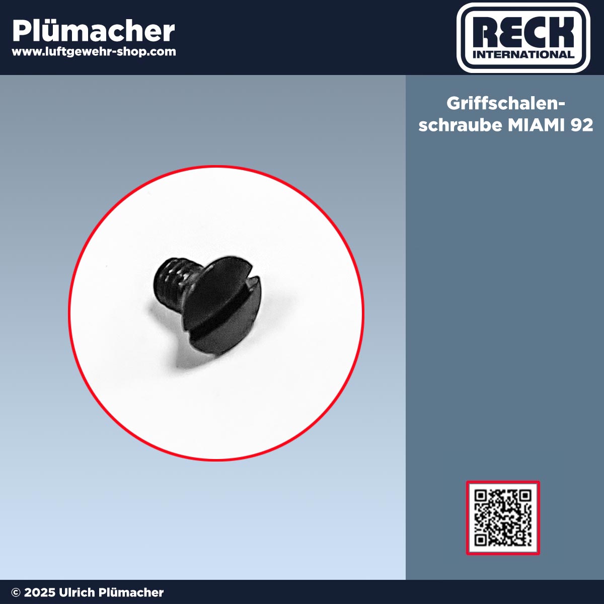 Ersatzschraube für Griffschale der Schreckschusspistole Reck Miami 92 aus Stahl
