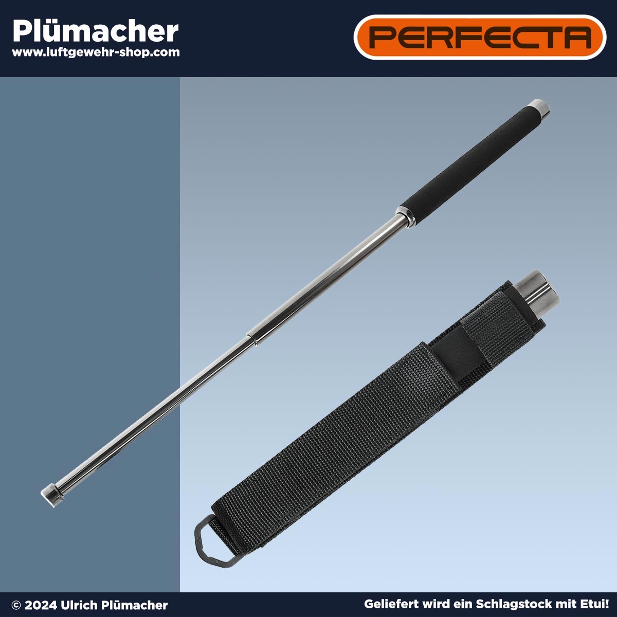 Teleskopschlagstock Perfecta TDB25 - Perfecta TDB25 Teleskop-Abwehrstock aus Stahl mit Moosgummi überzogenem Griff. 