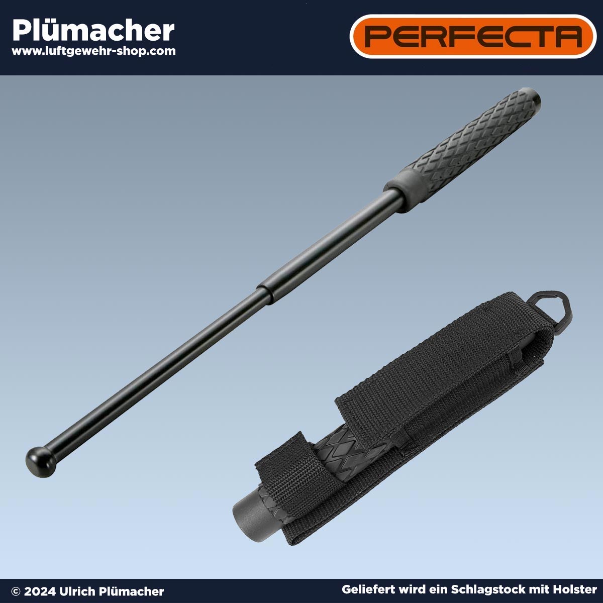 Teleskopschlagstock Perfecta TDB21 - Perfecta TDB21 Teleskop-Abwehrstock aus Stahl mit Moosgummi überzogenem Griff. 