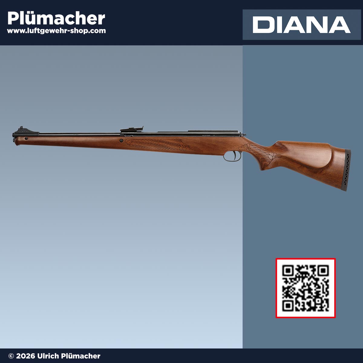 Luftgewehr Diana 430 Stutzen mit Unterhebelspanner, Holzschaft und klassischem Design