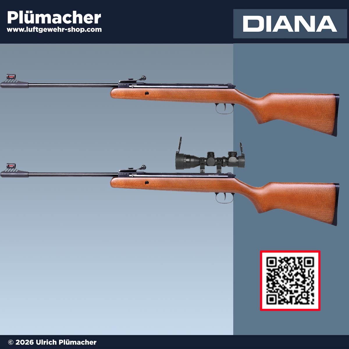 Diana Two-Forty Luftgewehr mit Knicklauf, Holzschaft und klassischem Design