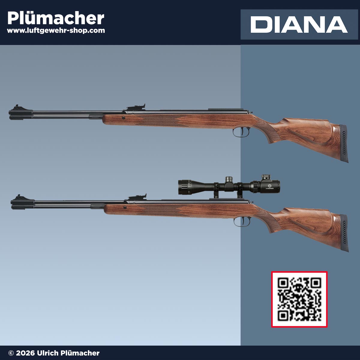 Unterhebelspanner Luftgewehr Diana 460 Magnum mit Holzschaft und hoher Präzision