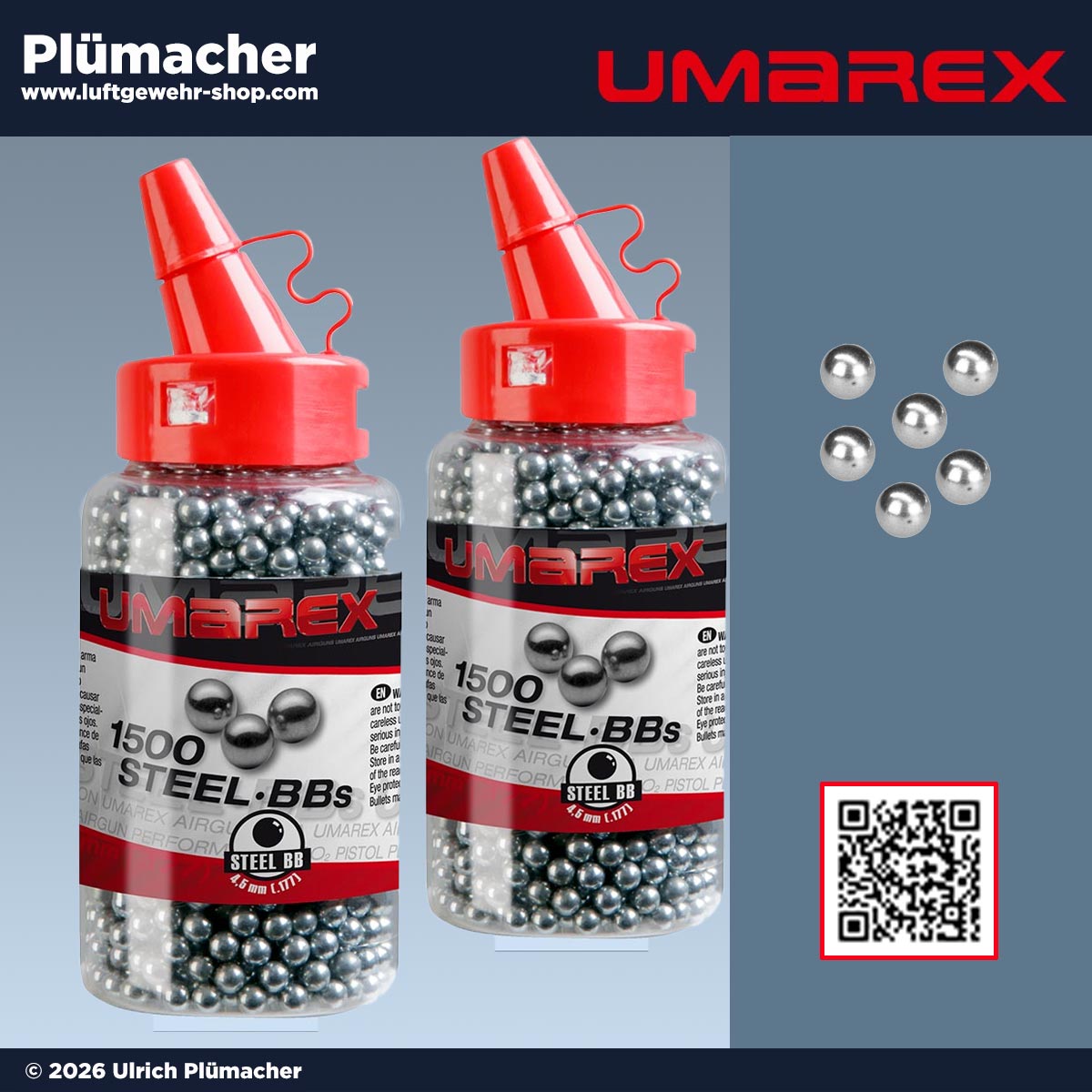 Umarex Stahl BB 4,5 mm Doppelpack – Stahlrundkugeln für Luftgewehre, Luftpistolen und CO₂ Waffen