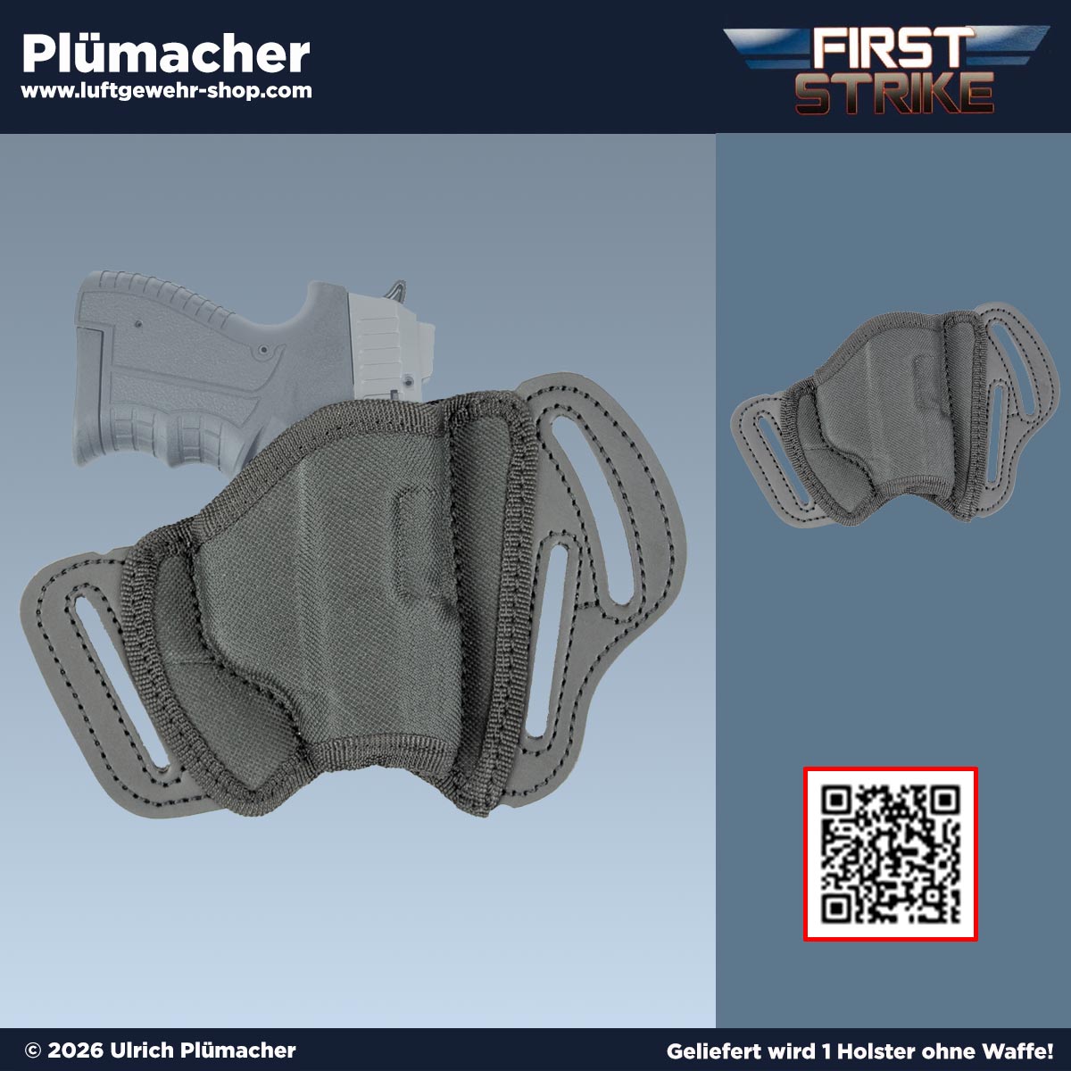 Schwarzes Cordura Gürtelholster für Zoraki 906 – Passformholster mit variabler Gürtelbefestigung