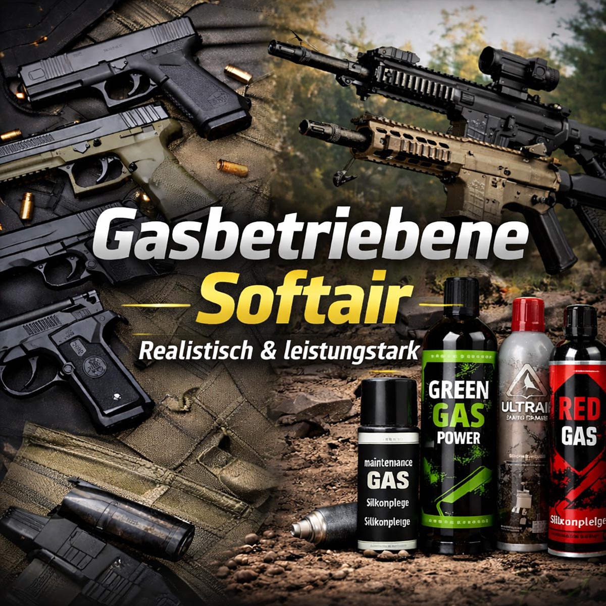 Gasbetriebene Softair & Airsoft Waffen – Pistolen & Gewehre mit Blowback