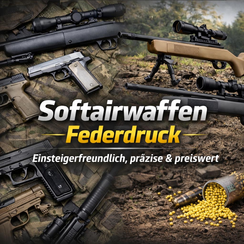 Softair und Airsoft Waffen mit Federdruck – Pistolen und Gewehre für Einsteiger und Freizeit
