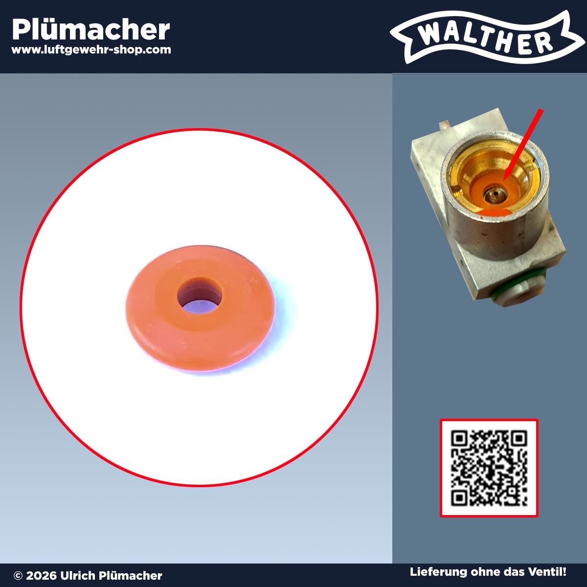 Dichtung für Walther CP88 CO₂ Pistole – Kapselanstich Ventildichtung