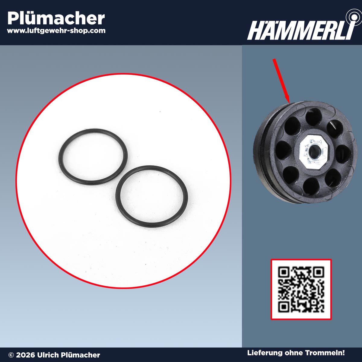 Zwei Gummiringe für das Trommelmagazin des Hämmerli 850 Airmagnum Luftgewehrs