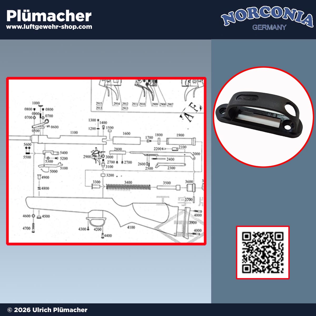 Abzugsbügel aus schwarzem Kunststoff für das Luftgewehr Norconia B88, Ersatzteil für Abzugseinheit