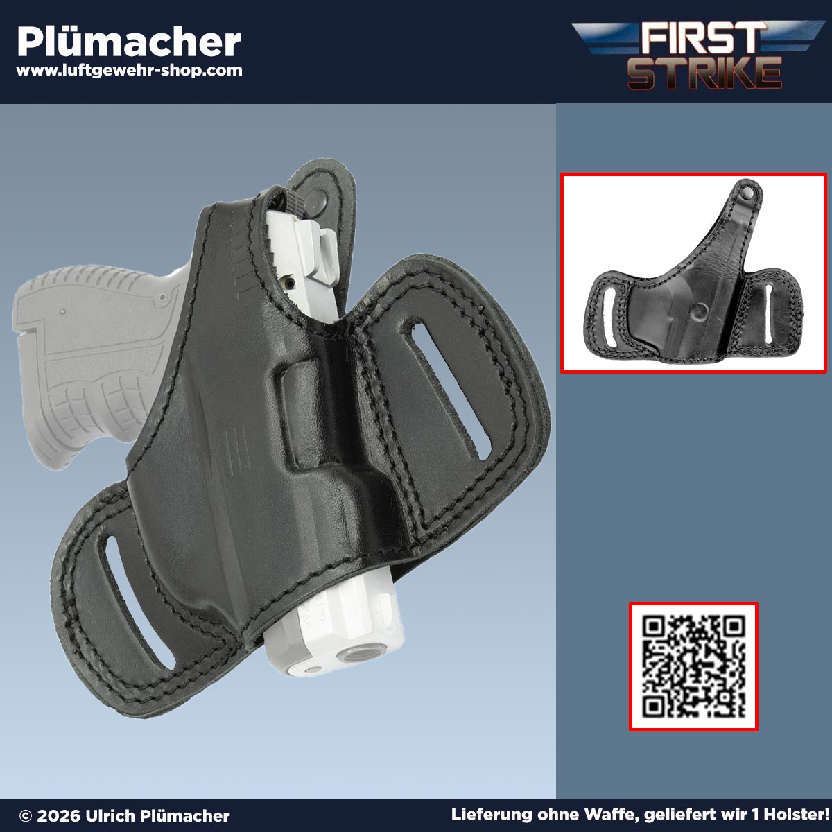 First Strike Leder Gürtelholster mit Daumenschnellverschluss für die Zoraki 906