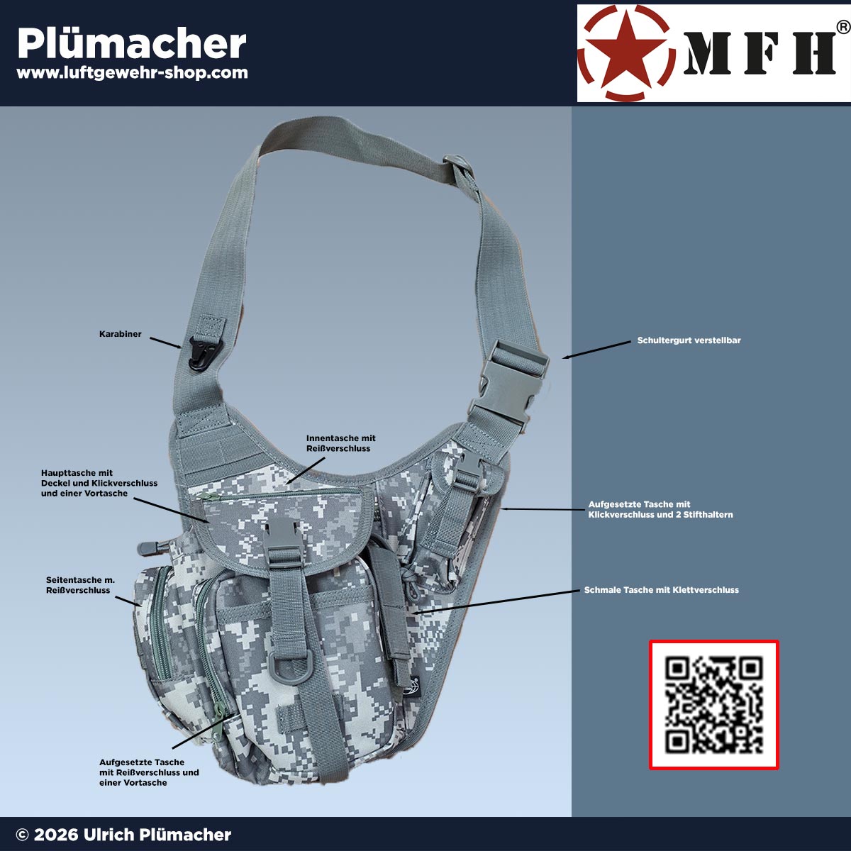 Schulter Umhängetasche AT digital taktische Tasche mit vielen Fächern