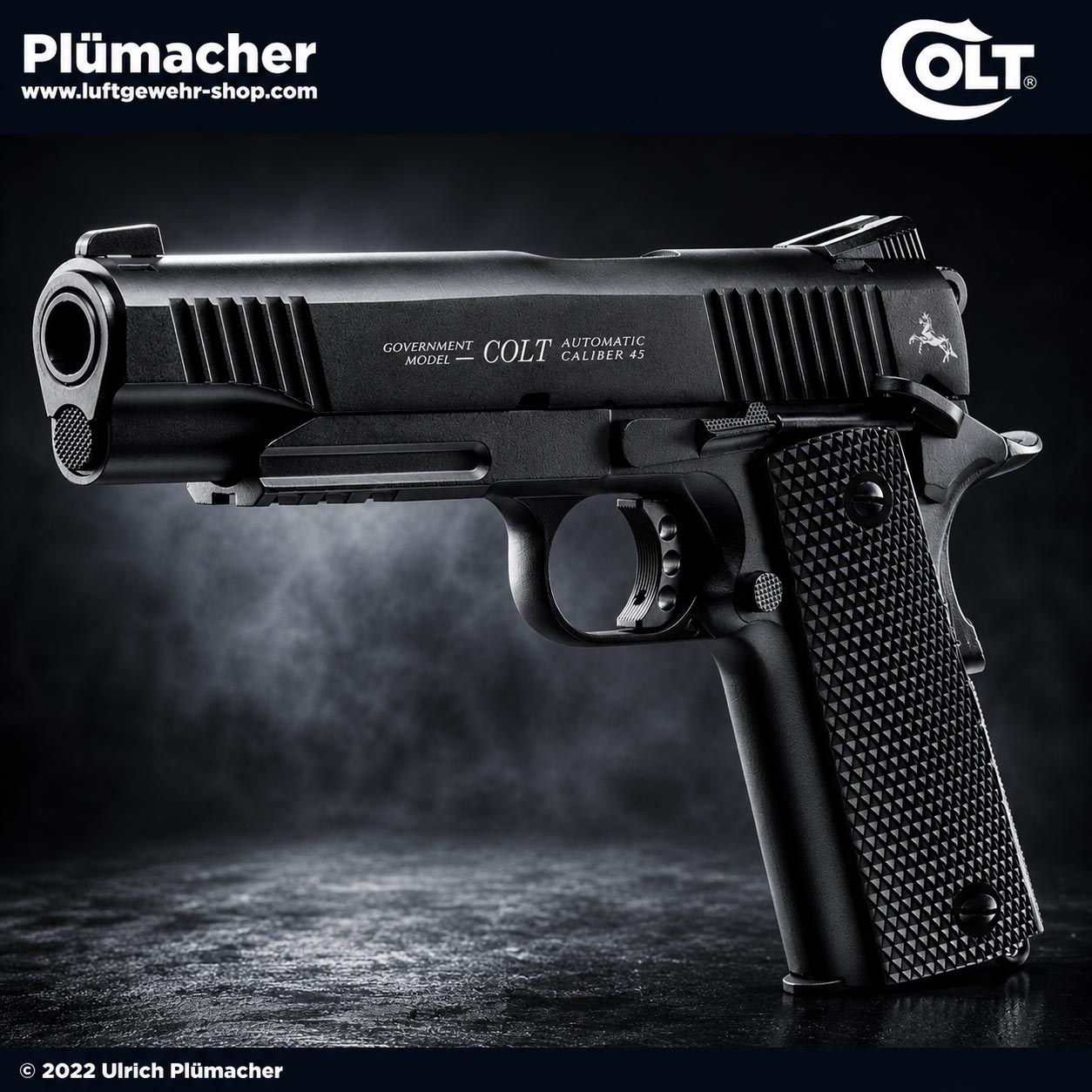 Colt M45 CQBP CO₂ Pistole Black Kaliber 4,5 mm BB mit Blowback-Funktion und Vollmetallgehäuse