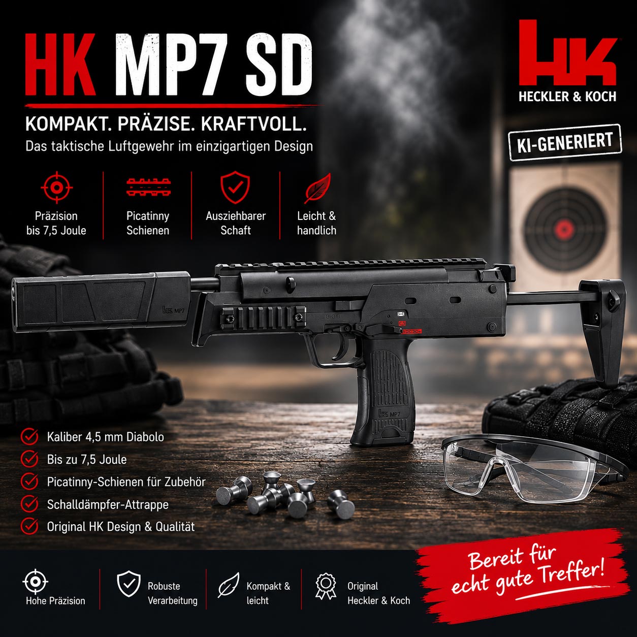 Heckler & Koch MP7 SD 4,5 mm Diabolo 