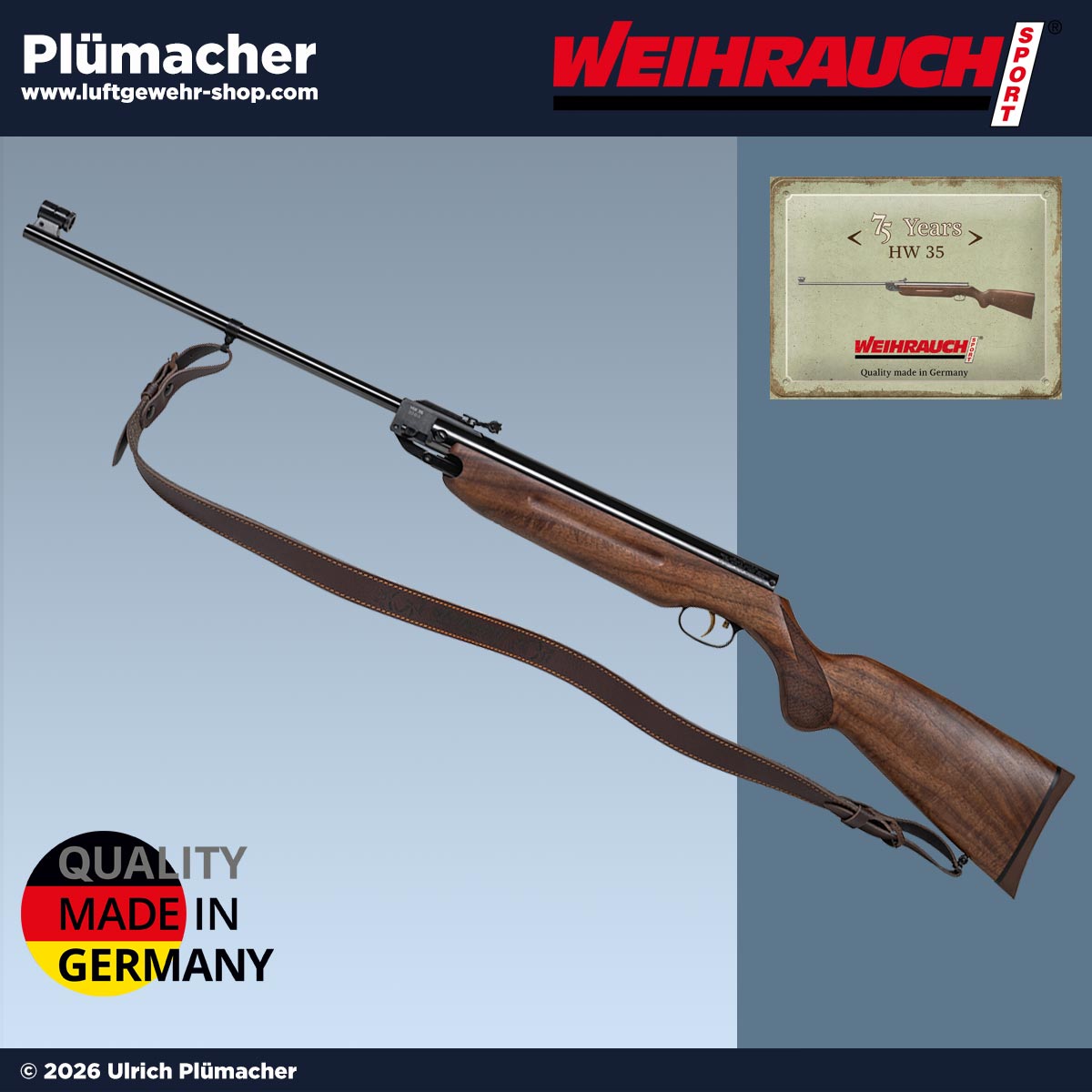 Weihrauch HW 35 Edition 75 Luftgewehr 4,5 mm mit geöltem Nussbaumschaft