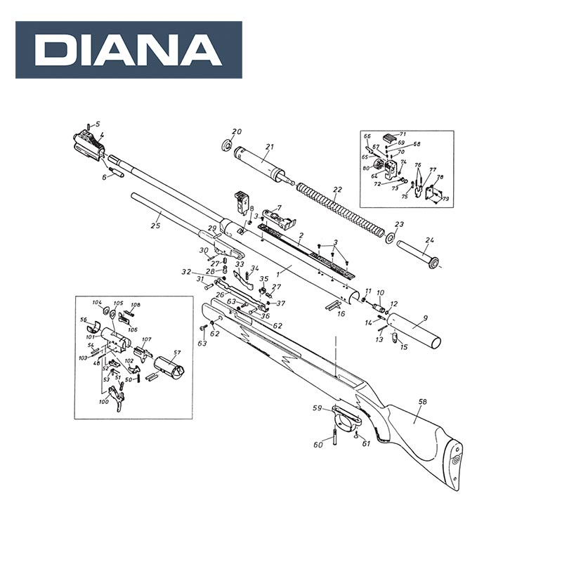 Diana 300R Explosionszeichnung, Ersatzteile und der Bauplan