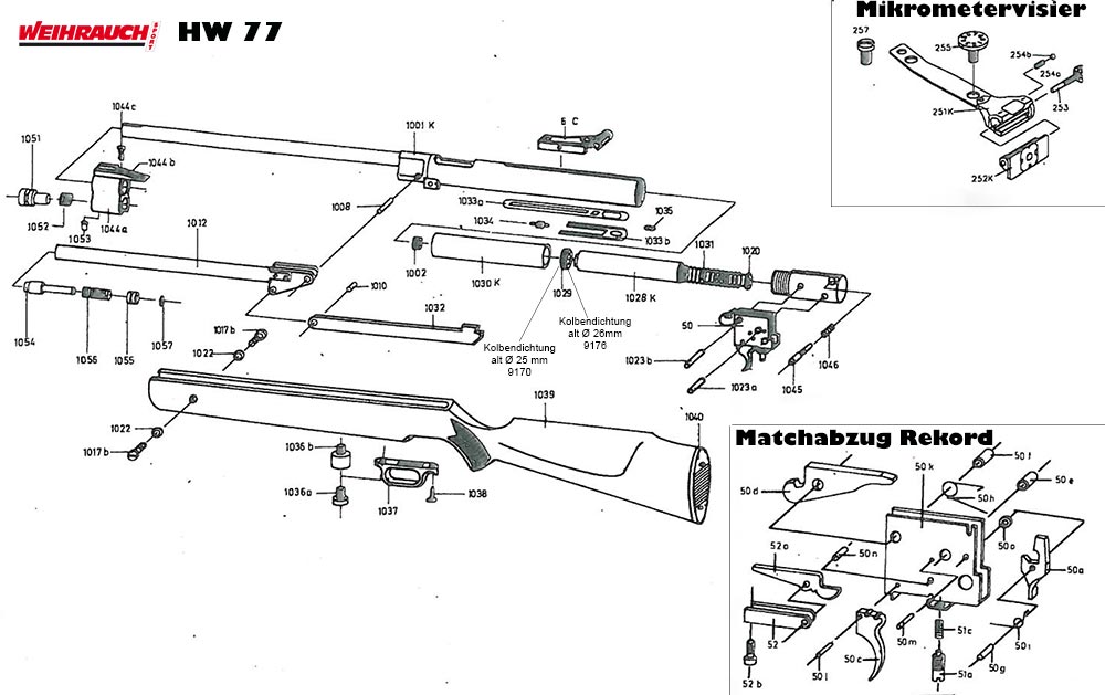 Ersatzteile Weihrauch HW 77 Luftgewehr